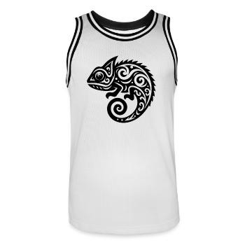 Chamäleon Tattoo Schuppenkriechtiere Verkleidung - Männer Basketball-Trikot - Weiß/Schwarz - Vorne - AI Model Male 185 dark (185cm)
