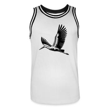 Fliegender Storch auf breiten Schwingen - Männer Basketball-Trikot - Weiß/Schwarz - Vorne - AI Model Male 185 dark (185cm)
