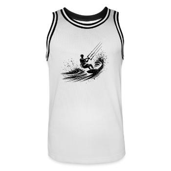 Surfing in the sky - Splash Kite Surfing Equipment - Men's Basketball Jersey - white/black - Front - AI Model Male 185 dark (185cm)