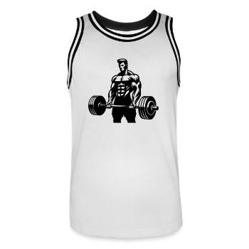 Krafttraining für Männer - Eisen und Stärke spüren - Männer Basketball-Trikot - Weiß/Schwarz - Vorne - AI Model Male 185 dark (185cm)