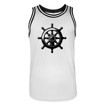 Seefahrt Ruderwache Klassisches Schiff Steuerrad - Männer Basketball-Trikot - Weiß/Schwarz - Vorne - AI Model Male 185 dark (185cm)