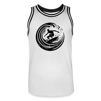 Sporty surfer surfing in the wave - Men's Basketball Jersey - white/black - Front - AI Model Male 185 dark (185cm)