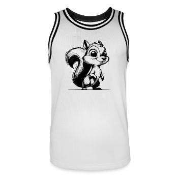 Small Pencil Squirrel Stroke Drawing - Men's Basketball Jersey - white/black - Front - AI Model Male 185 dark (185cm)