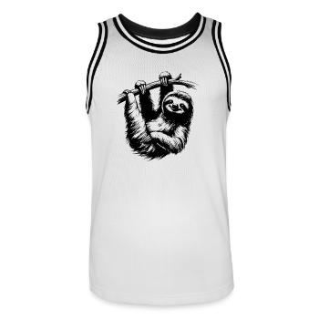 Traîner avec le dessin au crayon de la paresse de yoga - Maillot de basket Homme - blanc/noir - Devant - AI Model Male 185 dark (185cm)