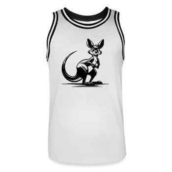 Australisches lächelndes Känguru - Männer Basketball-Trikot - Weiß/Schwarz - Vorne - AI Model Male 185 dark (185cm)