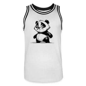 Cute Panda Baby Bear with Big Eyes Sketch - Men's Basketball Jersey - white/black - Front - AI Model Male 185 dark (185cm)