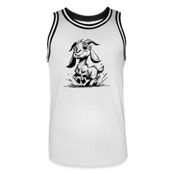 Petits enfants chèvre petite chèvre sautillante - Maillot de basket Homme - blanc/noir - Devant - AI Model Male 185 dark (185cm)