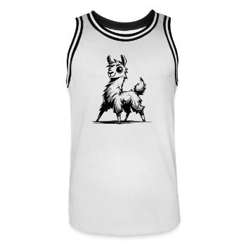 Kinder Lama Bleistift Skizze Style - Männer Basketball-Trikot - Weiß/Schwarz - Vorne - AI Model Male 185 dark (185cm)