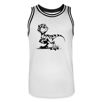 Frecher Raptor Baby Dino Kinder Bleistiftskizze - Männer Basketball-Trikot - Weiß/Schwarz - Vorne - AI Model Male 185 dark (185cm)