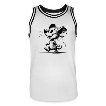 Cute Little Pencil Style Kids Mouse Sketch - Men's Basketball Jersey - white/black - Front - AI Model Male 185 dark (185cm)