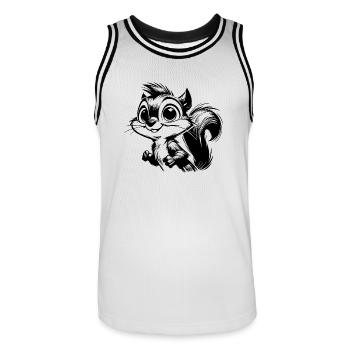 Eichhörnchen Portrait Kinder Bleistiftskizze - Männer Basketball-Trikot - Weiß/Schwarz - Vorne - AI Model Male 185 dark (185cm)