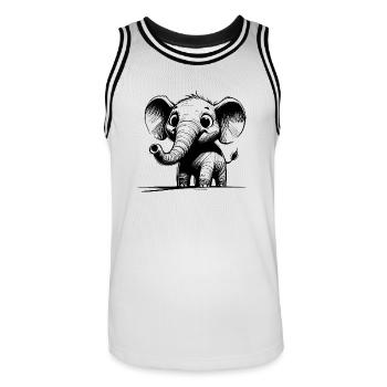 Cuddly children's elephant with huge trunk ears - Men's Basketball Jersey - white/black - Front - AI Model Male 185 dark (185cm)