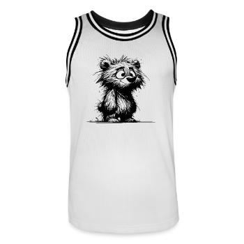 Dirty Fuzzy Bear Kids Drawing - Men's Basketball Jersey - white/black - Front - AI Model Male 185 dark (185cm)