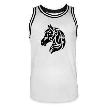 Hübsches Tribal Pferdekopf Porträt Tattoo - Männer Basketball-Trikot - Weiß/Schwarz - Vorne - AI Model Male 185 dark (185cm)