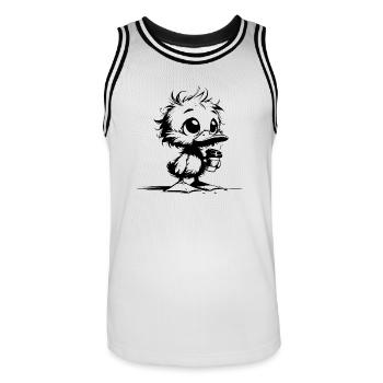 Cute Ducks Baby with Coffee Mug - Men's Basketball Jersey - white/black - Front - AI Model Male 185 dark (185cm)
