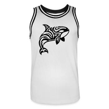 Orca Tribal Tattoo Style springt aus dem Wasser - Männer Basketball-Trikot - Weiß/Schwarz - Vorne - AI Model Male 185 dark (185cm)