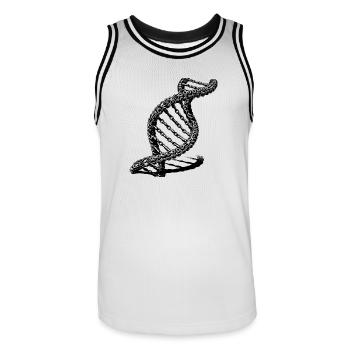 Curved DNA Necklace Extraordinary Necklaces - Men's Basketball Jersey - white/black - Front - AI Model Male 185 dark (185cm)