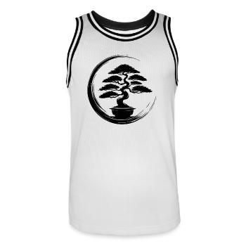 Beautiful old bonsai tree in sunrise - Men's Basketball Jersey - white/black - Front - AI Model Male 185 dark (185cm)