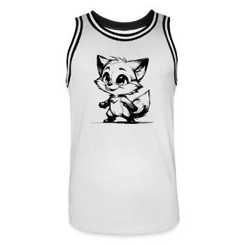 Mignon Enfants Renard Dessin Au Crayon - Maillot de basket Homme - blanc/noir - Devant - AI Model Male 185 dark (185cm)