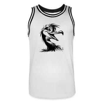 Lustiger Cormoran große Augen Bleistiftskizze - Männer Basketball-Trikot - Weiß/Schwarz - Vorne - AI Model Male 185 dark (185cm)