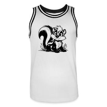 Baby Skunk Kids Pencil Drawing Sketch - Men's Basketball Jersey - white/black - Front - AI Model Male 185 dark (185cm)