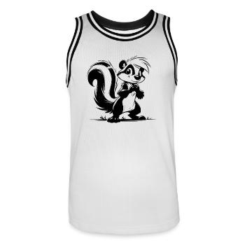 Kids Skunk Pencil Drawing Sketch - Men's Basketball Jersey - white/black - Front - AI Model Male 185 dark (185cm)