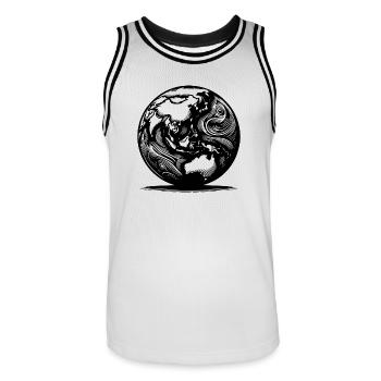 Ansicht der Erde vom Weltraum Australien Asien - Männer Basketball-Trikot - Weiß/Schwarz - Vorne - AI Model Male 185 dark (185cm)