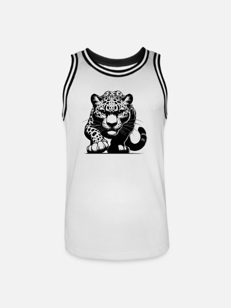Vild leopard på jagt Grim Big Cat - Herre basketball-trikot - hvid/sort