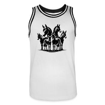 Groupes d’ânes Portrait Images - Maillot de basket Homme - blanc/noir - Devant - AI Model Male 185 dark (185cm)