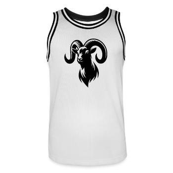 bouc avec d’énormes cornes - Maillot de basket Homme - blanc/noir - Devant - AI Model Male 185 dark (185cm)