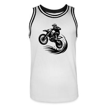 Gelände Maschine im Sprung Hobby Motorsport - Männer Basketball-Trikot - Weiß/Schwarz - Vorne - AI Model Male 185 dark (185cm)