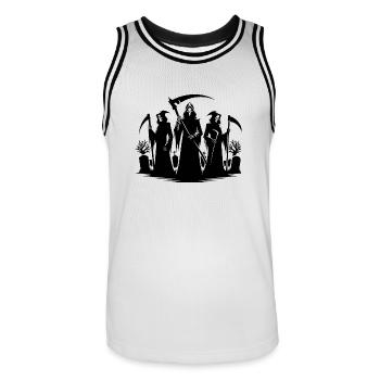 Gruselige Sensenmänner Halloween Friedhof Party - Männer Basketball-Trikot - Weiß/Schwarz - Vorne - AI Model Male 185 dark (185cm)