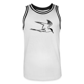 Elegante Seemöve im Flug - Männer Basketball-Trikot - Weiß/Schwarz - Vorne - AI Model Male 185 dark (185cm)