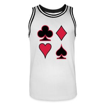 Poker Deck Dealer Trumpf Spielkarten Skat Canasta - Männer Basketball-Trikot - Weiß/Schwarz - Vorne - AI Model Male 185 dark (185cm)