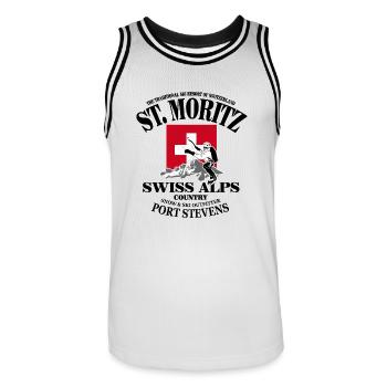St.Moritz - Climbing - Swiss Flag - Männer Basketball-Trikot - Weiß/Schwarz - Vorne - AI Model Male 185 dark (185cm)