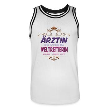 Ärztin Weltretterin - Männer Basketball-Trikot - Weiß/Schwarz - Vorne - AI Model Male 185 dark (185cm)
