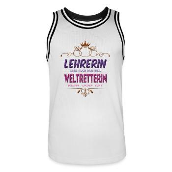 Lehrerin Weltretterin - Männer Basketball-Trikot - Weiß/Schwarz - Vorne - AI Model Male 185 dark (185cm)