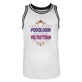 Podologin Weltretterin - Männer Basketball-Trikot - Weiß/Schwarz - Vorne - AI Model Male 185 dark (185cm)