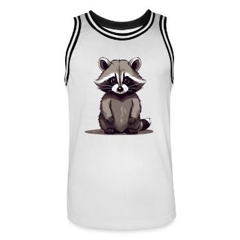 Waschbär sitzend - Männer Basketball-Trikot - Weiß/Schwarz - Vorne - AI Model Male 185 dark (185cm)