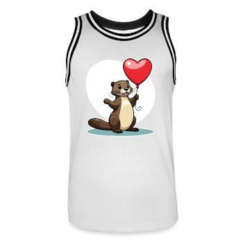 Coeur de loutre - Saint-Valentin - Maillot de basket Homme - blanc/noir - Devant - AI Model Male 185 dark (185cm)