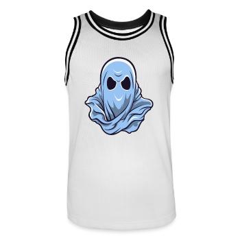 Logo fantôme - Maillot de basket Homme - blanc/noir - Devant - AI Model Male 185 dark (185cm)