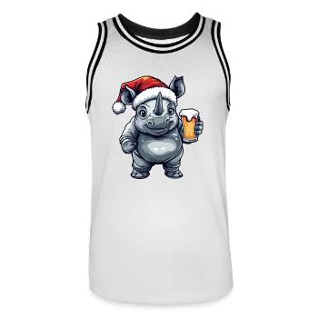 Nashorn Weihnachten Bier - Männer Basketball-Trikot - Weiß/Schwarz - Vorne - AI Model Male 185 dark (185cm)