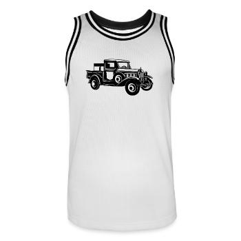 Pickup Oldtimer Truck 01_black - Men's Basketball Jersey - white/black - Front - AI Model Male 185 dark (185cm)