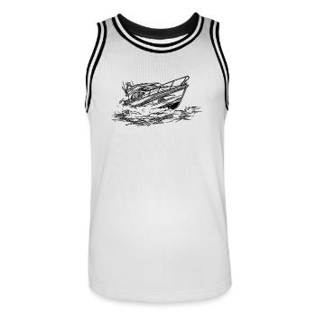 Schnelles Schiff für coole Kapitäne und Skipper - Männer Basketball-Trikot - Weiß/Schwarz - Vorne - AI Model Male 185 dark (185cm)