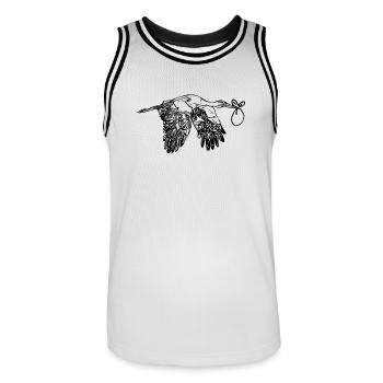 Fliegender Storch Nachwuchs Lieferung - Männer Basketball-Trikot - Weiß/Schwarz - Vorne - AI Model Male 185 dark (185cm)