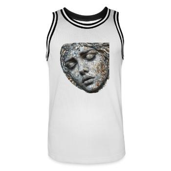 Woman made of mosaic - Men's Basketball Jersey - white/black - Front - AI Model Male 185 dark (185cm)
