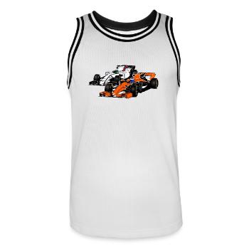 Racecar - Rennauto - Männer Basketball-Trikot - Weiß/Schwarz - Vorne - AI Model Male 185 dark (185cm)