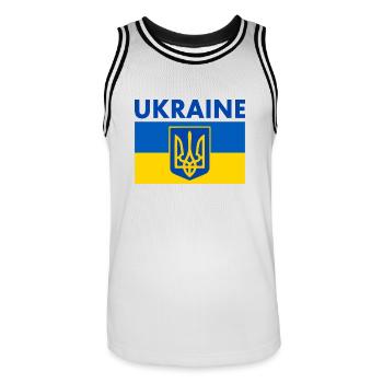 Ukraine - Männer Basketball-Trikot - Weiß/Schwarz - Vorne - AI Model Male 185 dark (185cm)