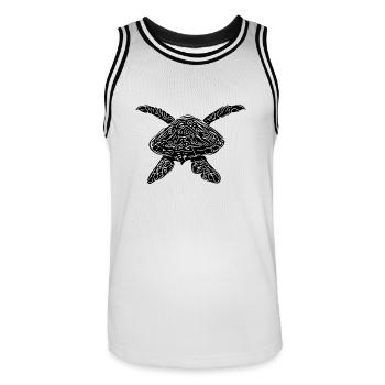 Vintage turtle in flight - Men's Basketball Jersey - white/black - Front - AI Model Male 185 dark (185cm)