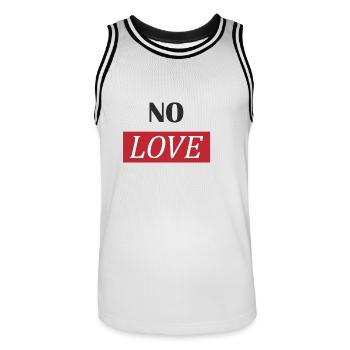 NO LOVE - Männer Basketball-Trikot - Weiß/Schwarz - Vorne - AI Model Male 185 dark (185cm)